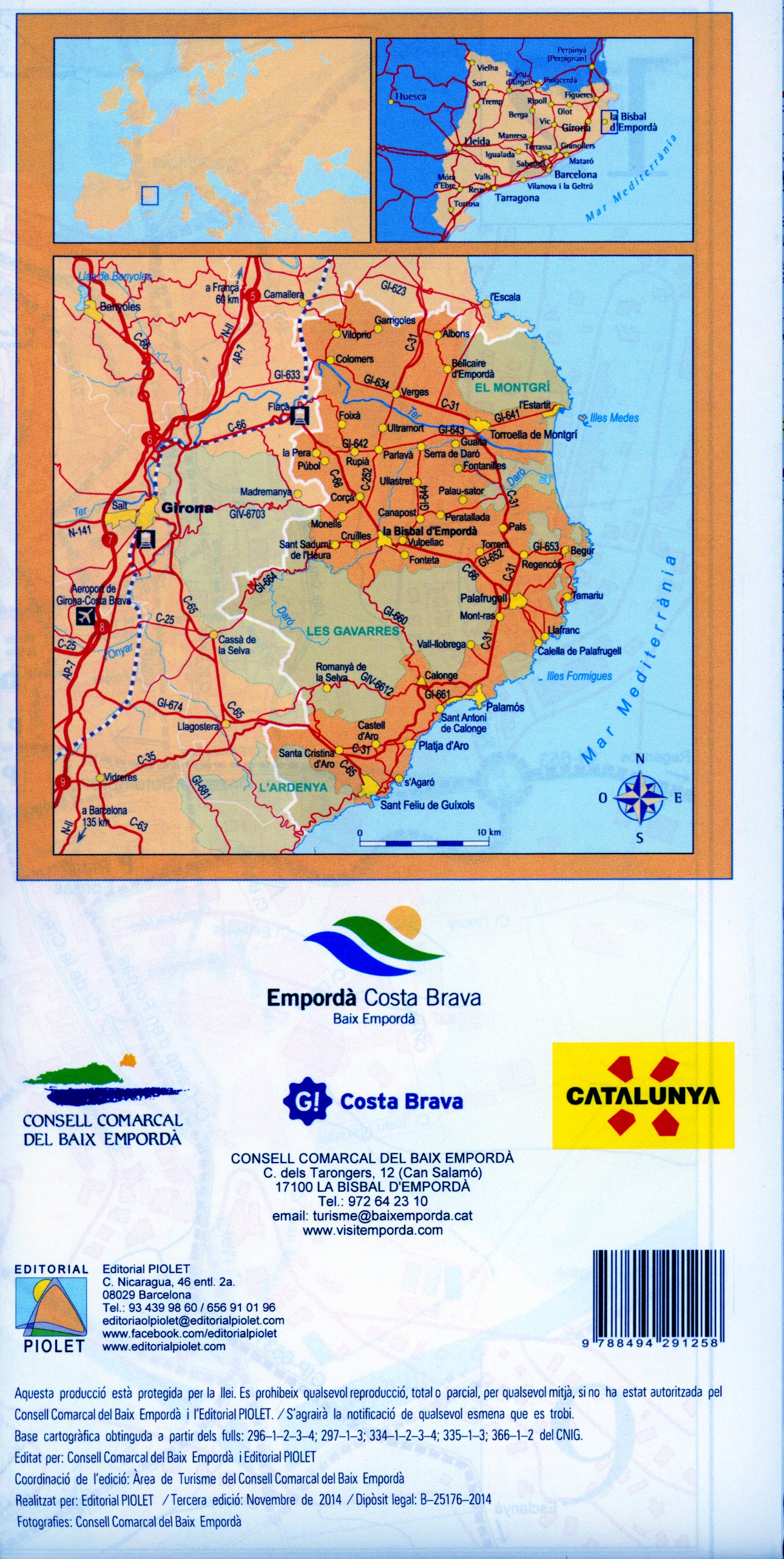 Empordà Costa Brava : Baix Empordà : Mapa topogràfic Cicloturisme - Miniatura 2